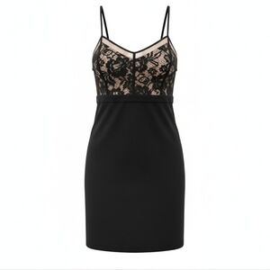 Black and nude lace dress.